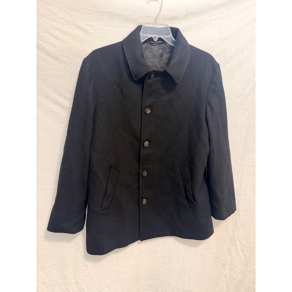 Lauren Ralph Lauren Mens Black Wool Blend Car Coat Jacket Large 42-44 Regular